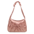 Rosa Satin-Umhängetasche mit Kordelzug-Schleife und Scrunchie-Schulterriemen - Rosa