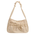 Elegante cremeweiße Achseltasche mit Scrunchie-Riemen und dekorativem Schleifendetail - Gold