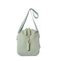 Mint green nylon PVC crossbody bag with woven knotted zipper pulls and adjustable strap - Green