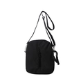 Minimalist black nylon crossbody bag with white plastic buckles and woven zipper pullers - Black