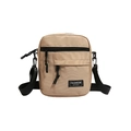 Khaki canvas crossbody mini bag with adjustable strap and multiple zipper compartments - Khaki