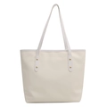 Minimalistische beige Shopper Tasche aus Kunstleder mit Goldnieten und großem Fassungsvermögen - Weiß