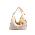 Large beige canvas tote bag with a long strap and a yellow plush star charm detail - White With Pendant