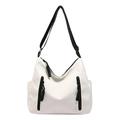 Sac fourre-tout blanc minimaliste de grande capacité avec bandoulière noire réglable - Blanc