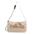 Beige oxford cloth crossbody bag with TREND letter print and large capacity - Bag / White