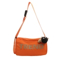 Orange sports crossbody bag with TREND patch and black soot sprite plush charm - With Pendant / Orange