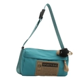 Borsa sportiva a tracolla in tessuto Oxford verde acqua con toppa e ciondolo a pompon - Con Ciondolo / Blu
