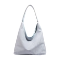 Minimalist ice blue marble texture hobo bucket bag with a trendy large capacity design - Blue