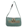 Morandi green Oxford cloth crossbody bag with TREND leather patch and adjustable strap - Bag / Green