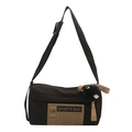Borsa a tracolla in tela nera alla moda con tracolla regolabile e ciondolo peluche - Con Ciondolo / Nero