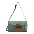 Borsa sportiva a tracolla in nylon oxford verde scuro con toppa in pelle e tracolla - Borsa / Verde