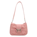 Rosa Schultertasche mit Schleife, Metallschnalle und elegantem Faltenleder-Design - Rosa