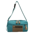 Borsa a tracolla sportiva verde acqua in tessuto Oxford con toppa in pelle - Borsa / Blu