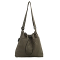 Army green nylon tote bag with drawstring closure and adjustable crossbody strap - Green
