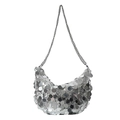 Elegante borsa a tracolla con paillettes argento e catena metallica da donna - Argento