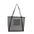 Bolso tote de malla negra con bolsillo frontal y correas sobre fondo blanco limpio - Negro
