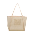 Bolso tote grande de malla beige con correas ligeras de nailon para la playa de verano - Caqui