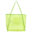 Bolso playero de malla verde neón transparente con bolsillo frontal y asas largas - Verde Fluorescente