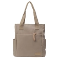 Grand sac cabas en toile kaki avec poches multiples et cordon de serrage tissé - Kaki
