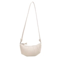 Chic beige croissant bag with vertical quilting and adjustable knotted shoulder strap - White