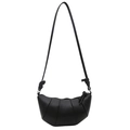 Black croissant shoulder bag in matte leather featuring a minimalist crescent design - Black