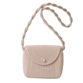 Beige woven crossbody bag with a large pearl button and braided shoulder strap - Off-white without Silk Scarf