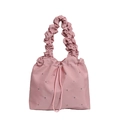 Borsa tote rosa con coulisse e manici arricciati con dettagli di borchie scintillanti - Rosa