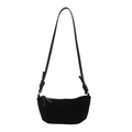 Minimalist black crescent hobo bag with knotted shoulder straps and smooth suede texture - Black