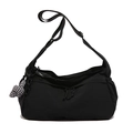 Bolso tote minimalista de nailon negro con accesorio de nudo de ajedrez y correa ancha - Con Colgante / Negro