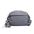 Borsa a tracolla minimalista in nylon blu grigio con tracolla regolabile e ciondolo orso - Blu