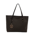 Bruine shopper tas met monogram print en gouden M-hanger voor dames - Bruin