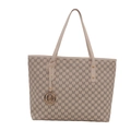 Beige monogram shopper met gouden M-hanger en lange schouderbanden voor dames - Wit