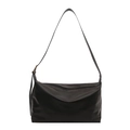 Minimalist black nylon tote bag with adjustable shoulder strap and zipper closure - Black