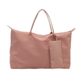 Borsa tote in nylon impermeabile rosa pastello con pochette coordinata da viaggio - Rosa