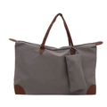 Borsa tote grigia impermeabile in oxford con manici in pelle marrone e mini pochette - Grigio