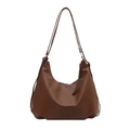 Dark brown matte PU leather hobo bag featuring decorative long tassels on both sides - Brown No Pendant