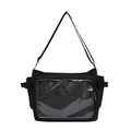 Große schwarze ITA-Tasche mit transparentem Fenster und verstellbarem Schultergurt - Schwarz