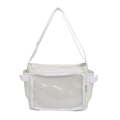 Minimalistische elfenbeinfarbene Umhängetasche mit Netztasche und verstellbarem Gurt - Weiß