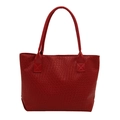 Minimalist red woven tote bag with long shoulder straps for stylish daily commute - Red