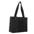 Classic black quilted tote bag with diamond pattern and reinforced shoulder straps - Black