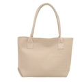 Vintage large capacity cream white woven tote bag with slim shoulder straps - White