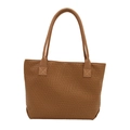 Vintage brown woven texture tote bag with large capacity and slim shoulder straps - Khaki