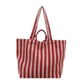 Borsa tote minimalista in tela a righe rosse e bianche con design a righe verticali - Rosso