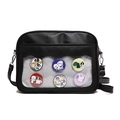 Schwarze PU-Leder Ita Bag mit klarem PVC-Fenster und sechs bunten Deko-Ansteckern - Schwarz