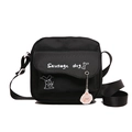 Zwarte canvas schoudertas met worsthond print en roze hondenbedel accessoire - Zwart