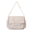 Sac fourre-tout minimaliste en toile blanc cassé avec large bandoulière en tissu réglable - Blanc