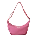 Pink crescent hobo bag made of durable canvas with adjustable strap and fashion label - Rose Pink
