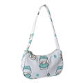 Cute white underarm bag with cartoon dog print in green hoodie and zipper closure - Image 2 without Pendant