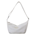 Sac bandoulière demi-lune en nylon blanc avec sangle réglable et patch tendance - Blanc