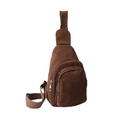 Brown corduroy chest bag for women with multi-pocket design and adjustable strap - Brown No Pendant